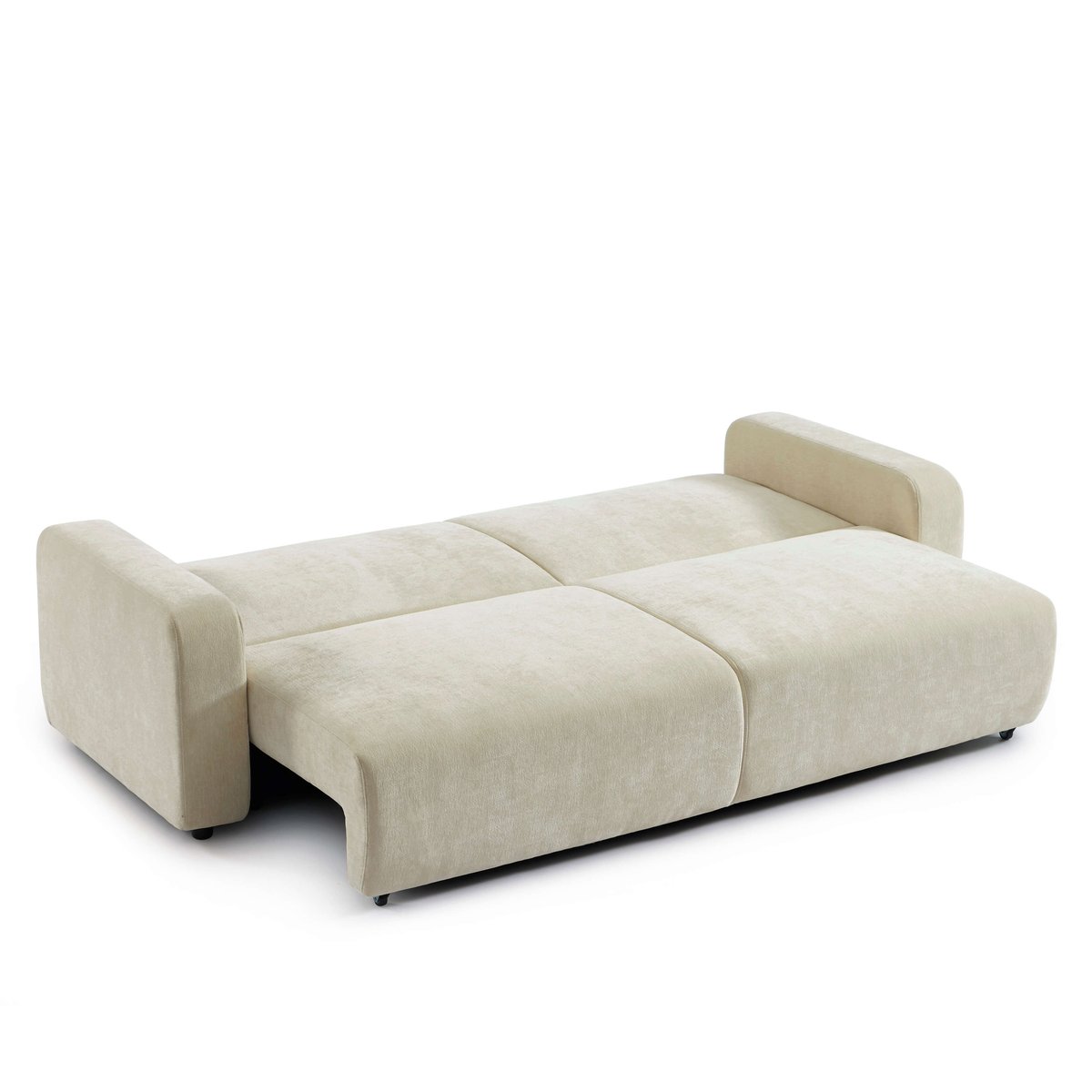 Canapé droit convertible tissu LIVIO beige, BAÏTA