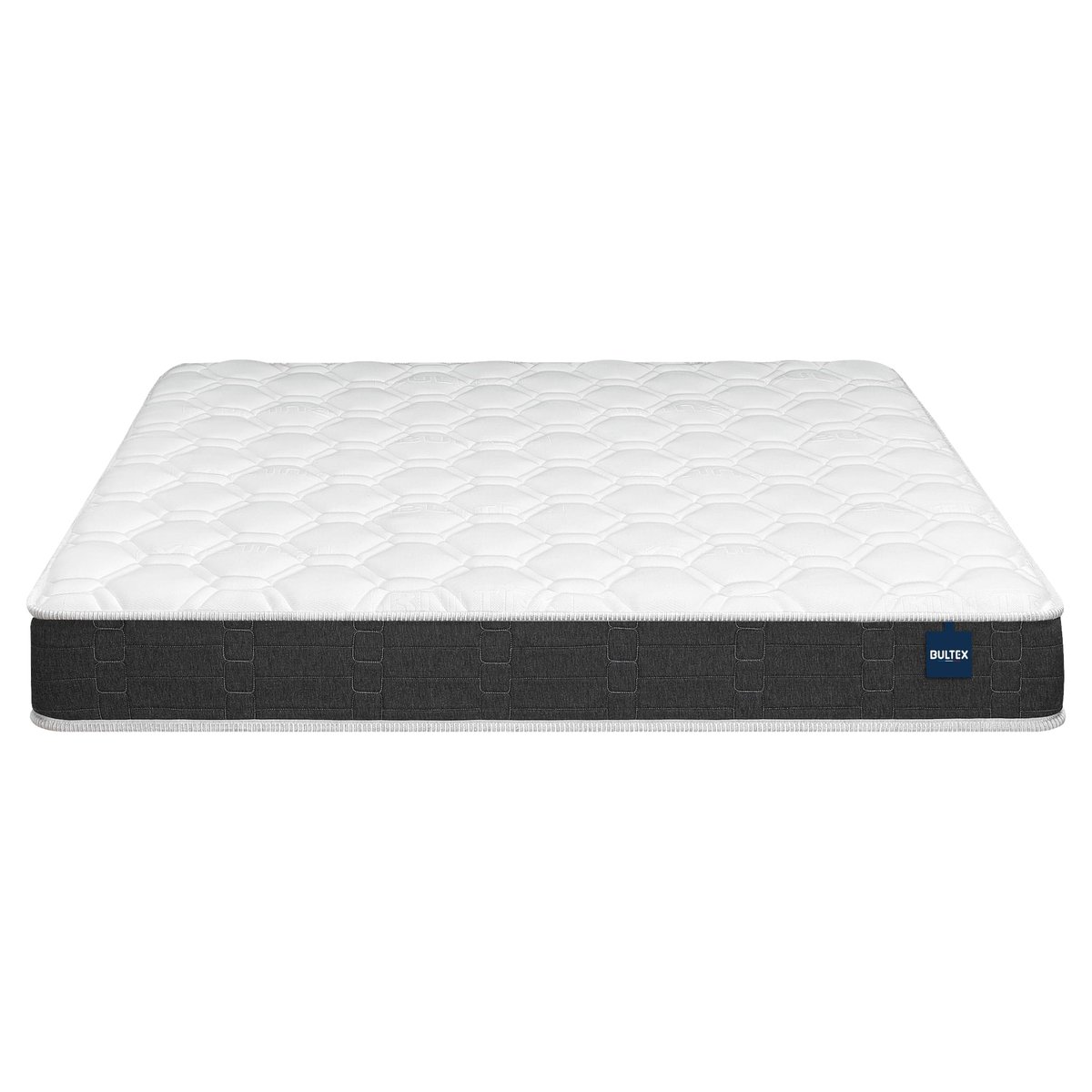 Ensemble matelas nano REGULAR, sommier VIGOROSO gris fumé et pieds blanc, BULTEX
