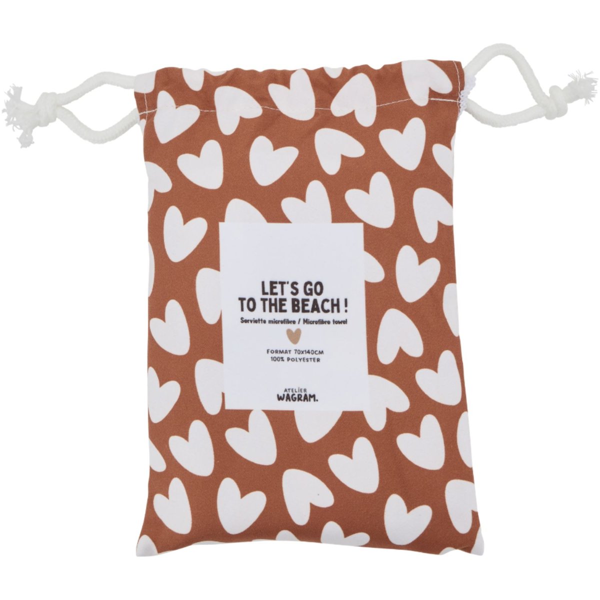 Serviette microfibre blanc, marron, ATELIER WAGRAM
