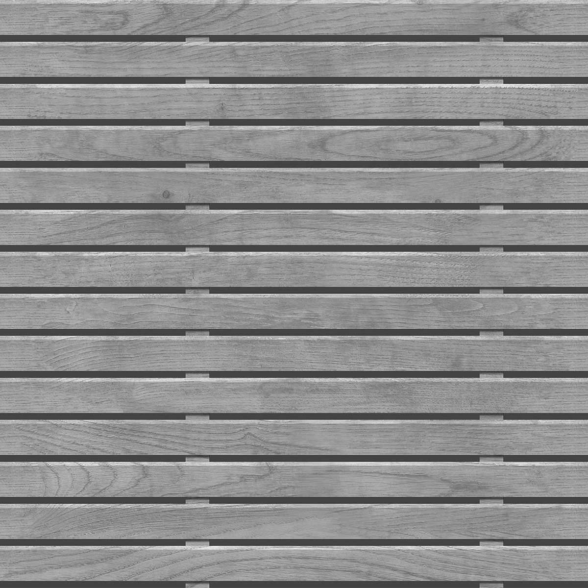 Papier peint bois gris à lattes horizontales gris, HEXOA