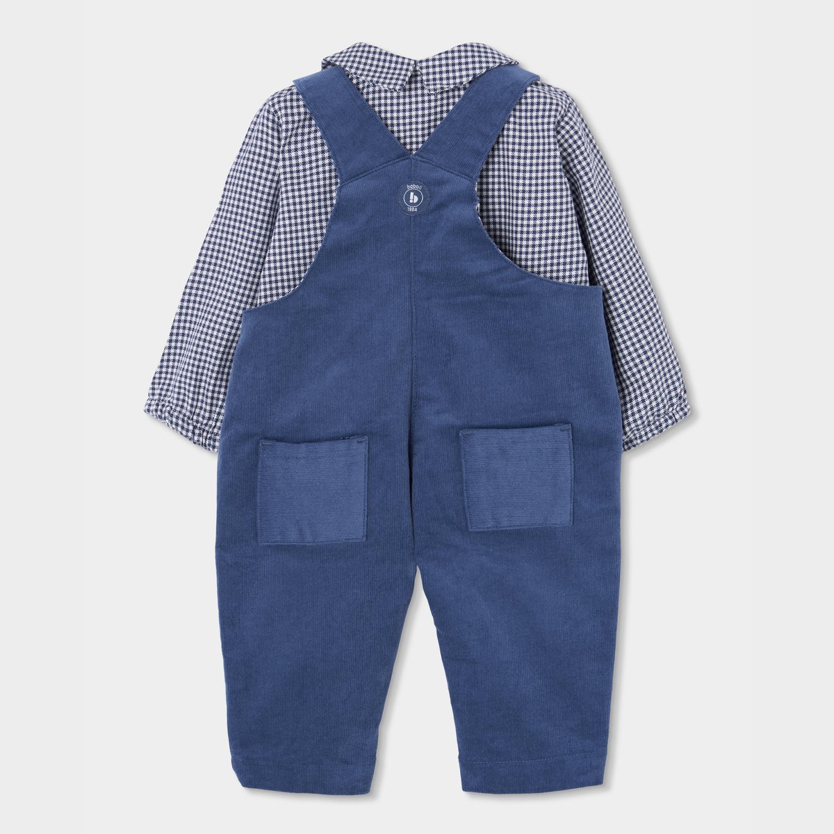 Ensemble bébé garçon salopette et chemise vichy bleu, BOBOLI