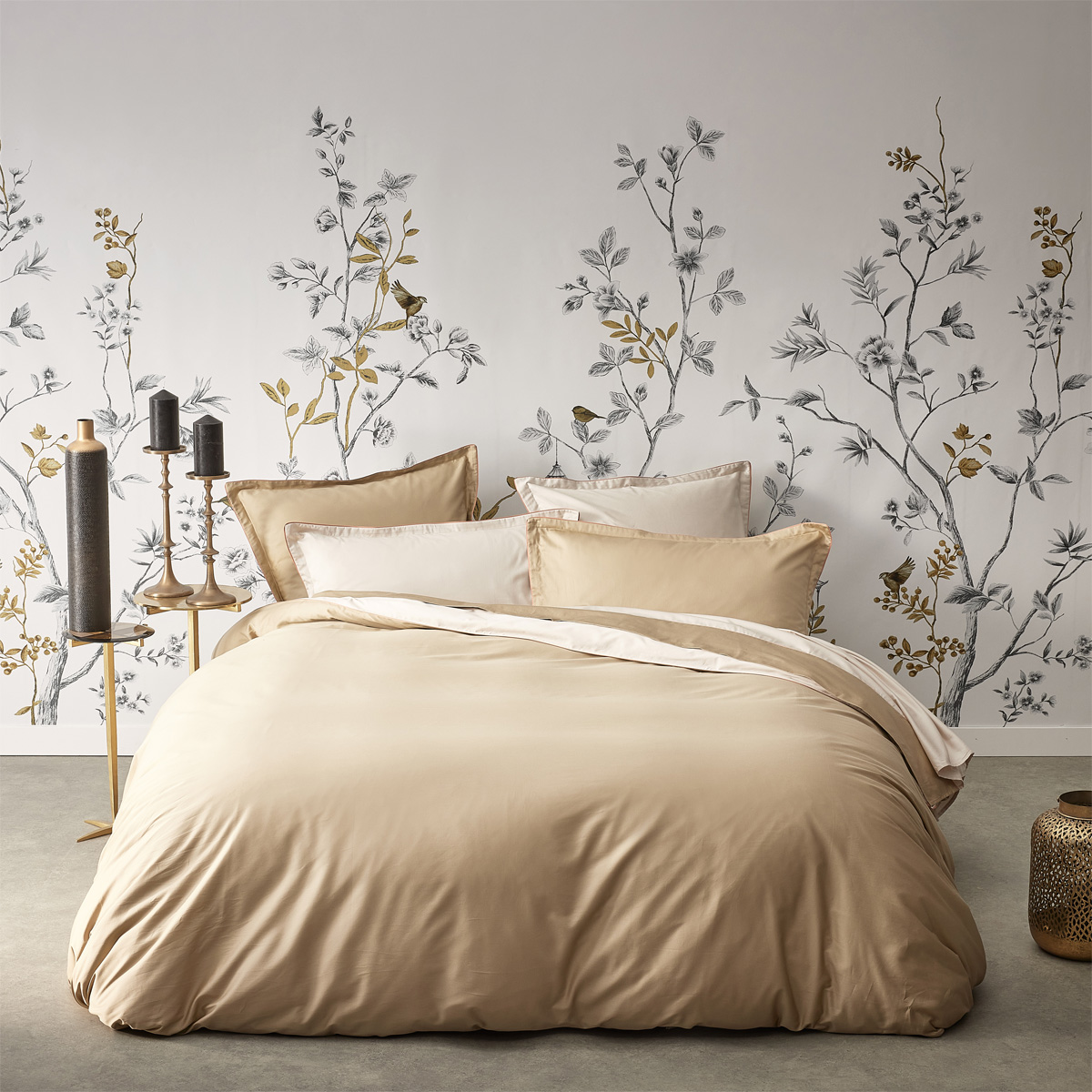 Drap plat uni en satin de coton bio, NOBEL jaune moyen, ALEXANDRE TURPAULT