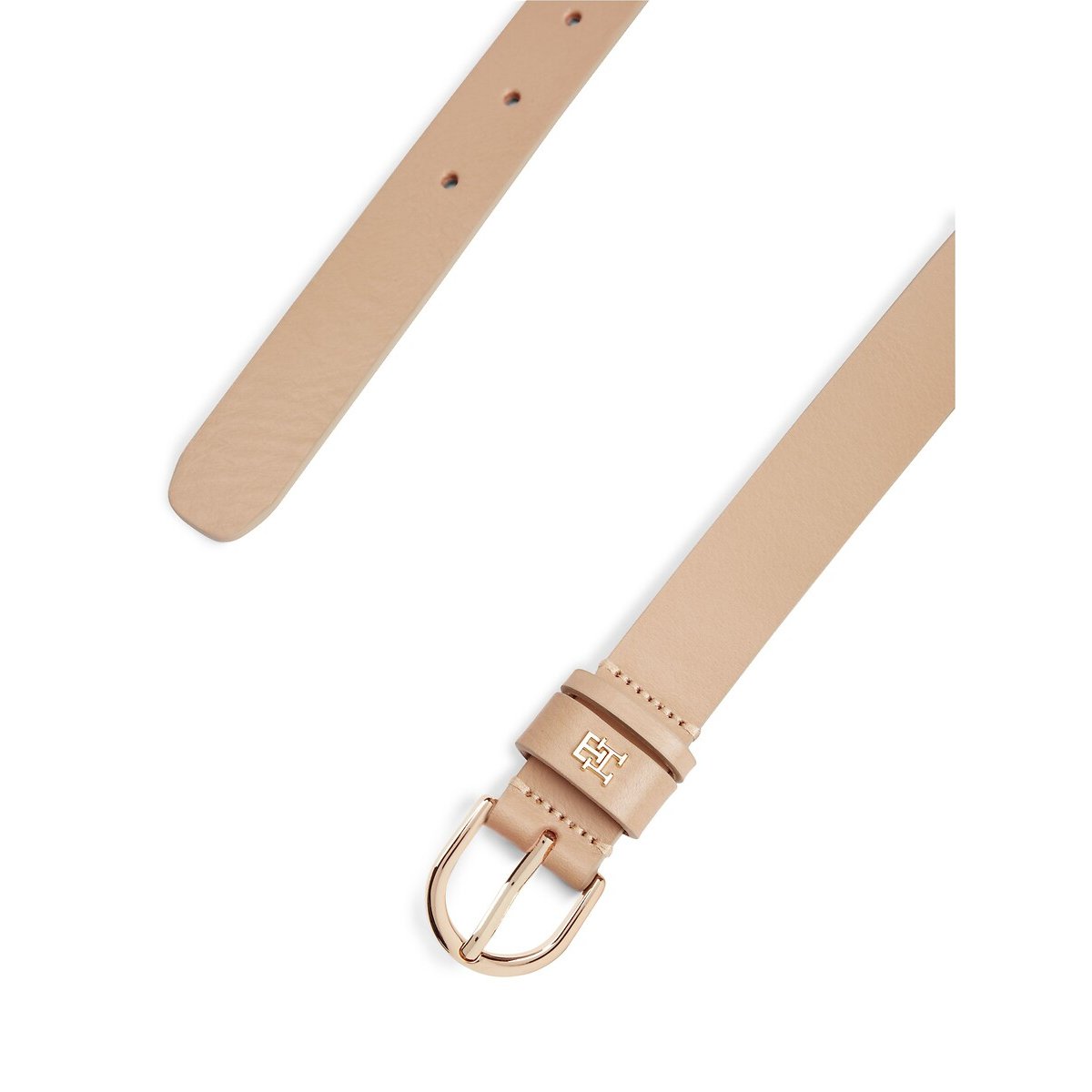 Cinto de pele com fivela dourada, 2,5 cm, Effortless bege, TOMMY HILFIGER