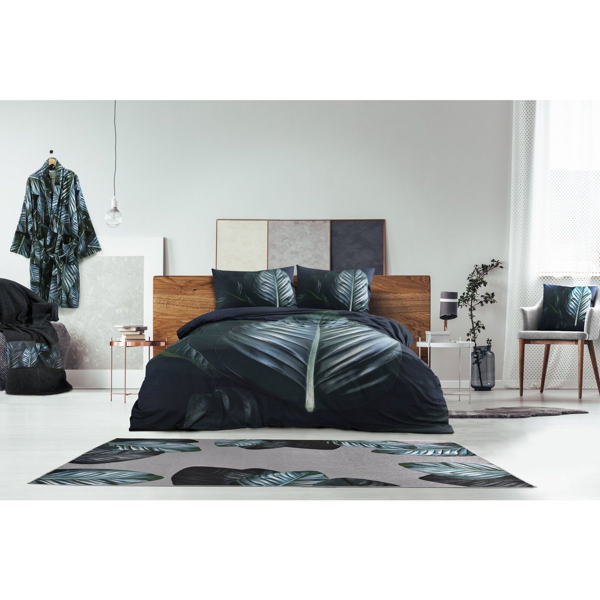 Tapis rectangulaire, TROPICAL noir, vert, ARTE ESPINA