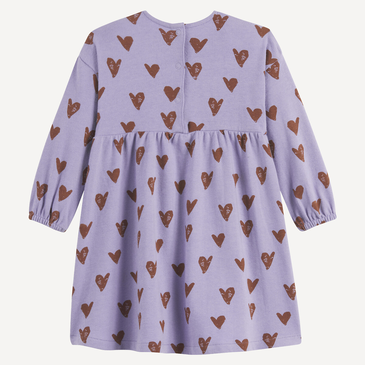 Jurk met lange mouwen, hartjesprint, molton violet / bedrukt, LA REDOUTE COLLECTIONS