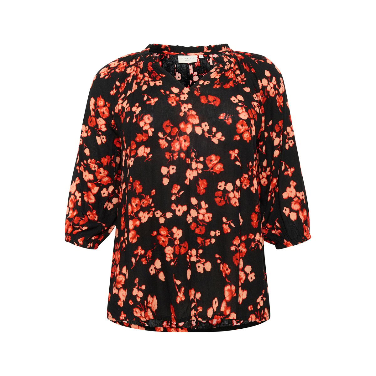 Blouse à manches longues imprimé red flower, KAFFE CURVE