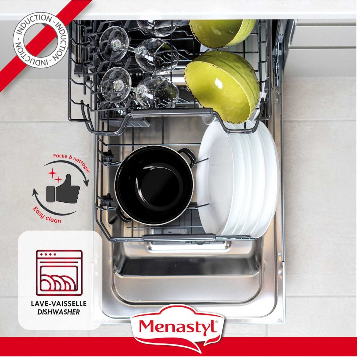 Friteuse en acier émaillé 26cm noir, MENASTYL
