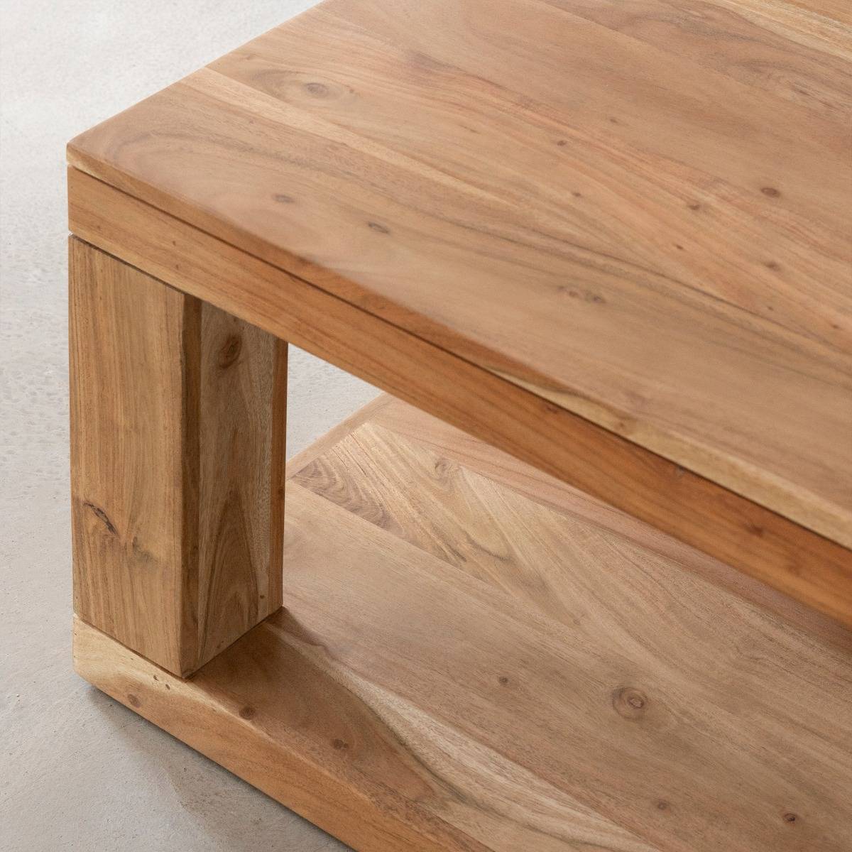 Table basse en bois d'acacia carrée CAËL bois clair, MADE IN MEUBLES