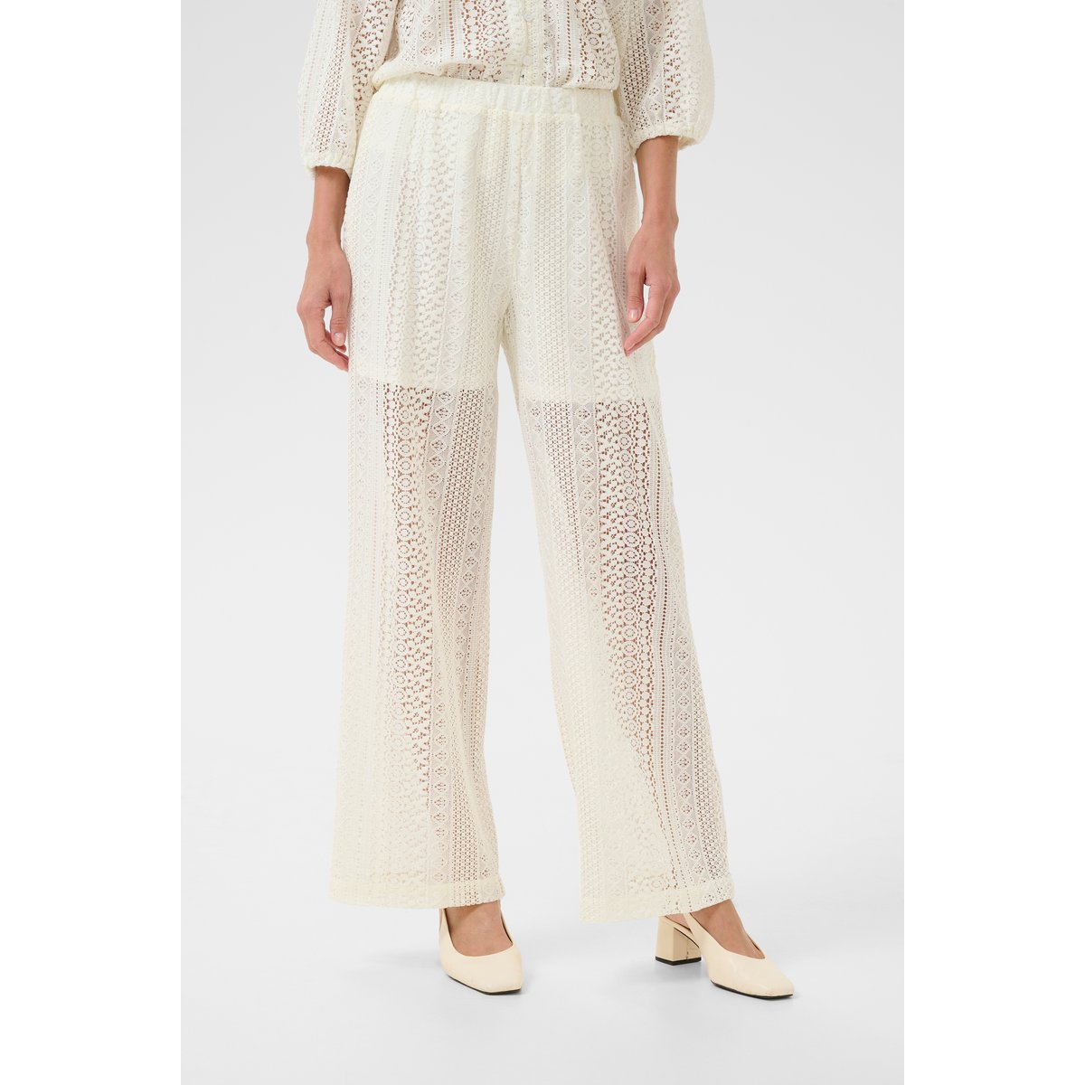Pantalon casual blanc marshmallow, CREAM