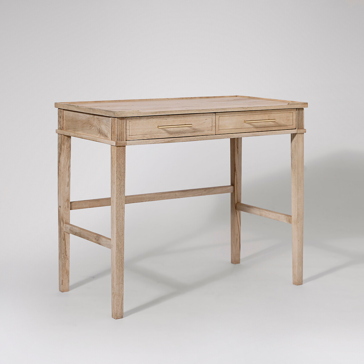 Claudine Mango Wood 2 Drawer Desk light wood, SWOON