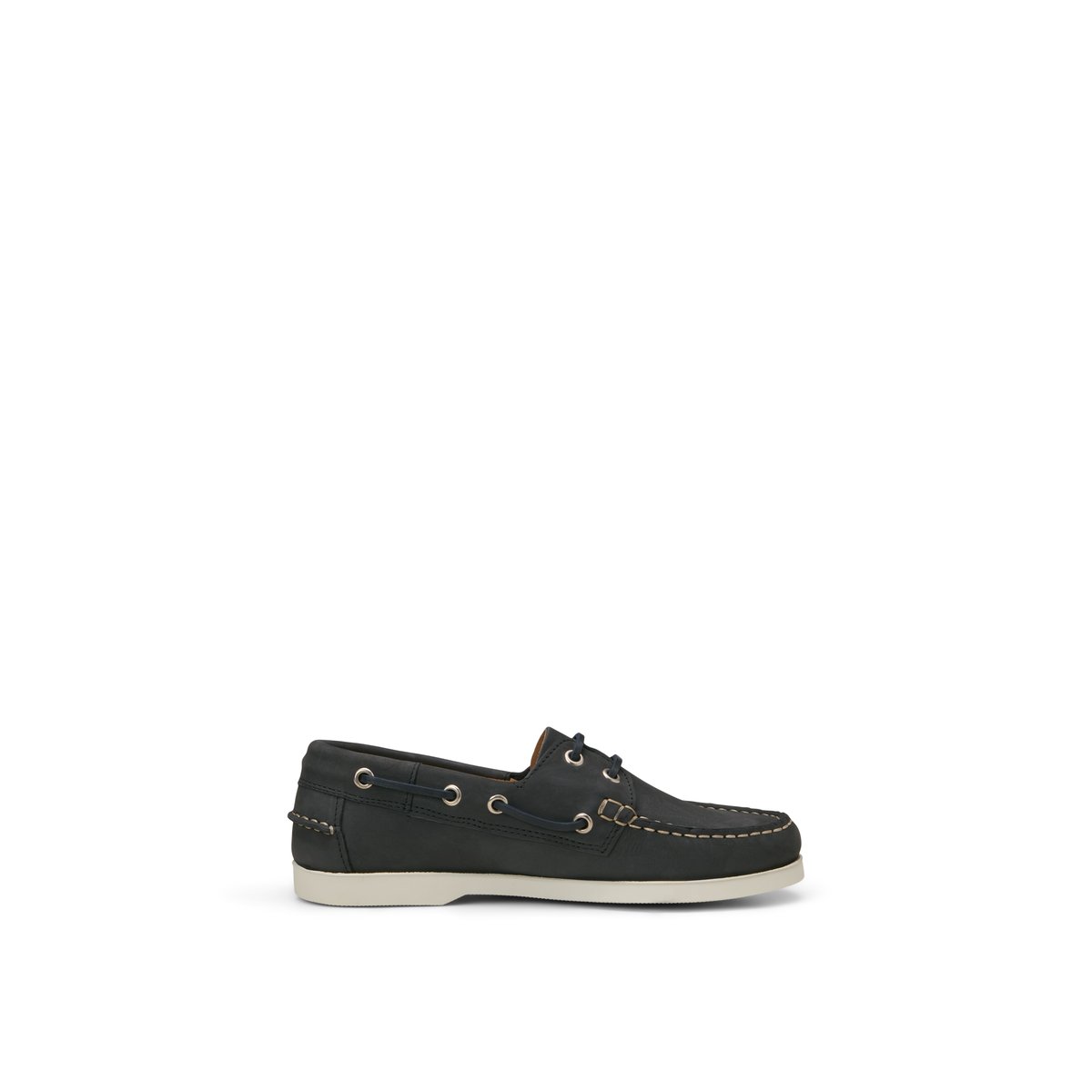 Chaussure bateau modèle Nadja en cuir de vachette nubuck souple bleu fonce, MARC O'POLO