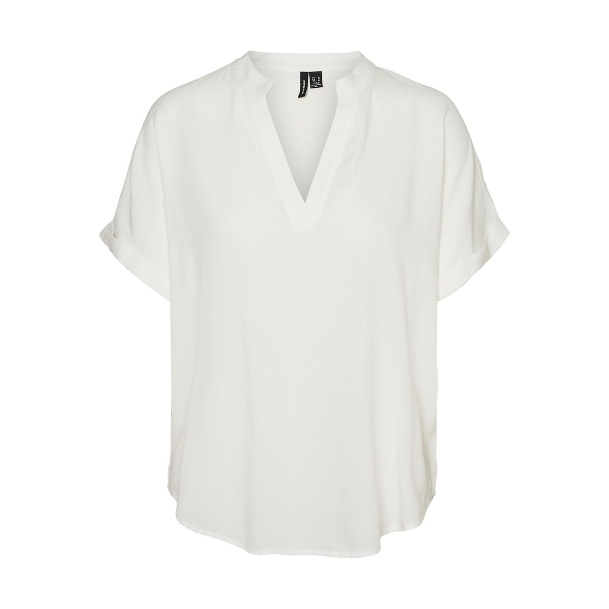 Blouse col v, manches courtes blanc, VERO MODA