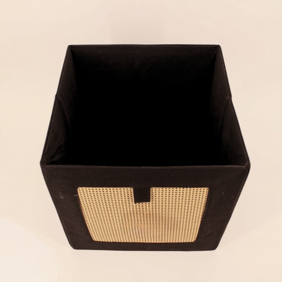 Cube de rangement en cannage 31x31x31cm noir, ORNAMI