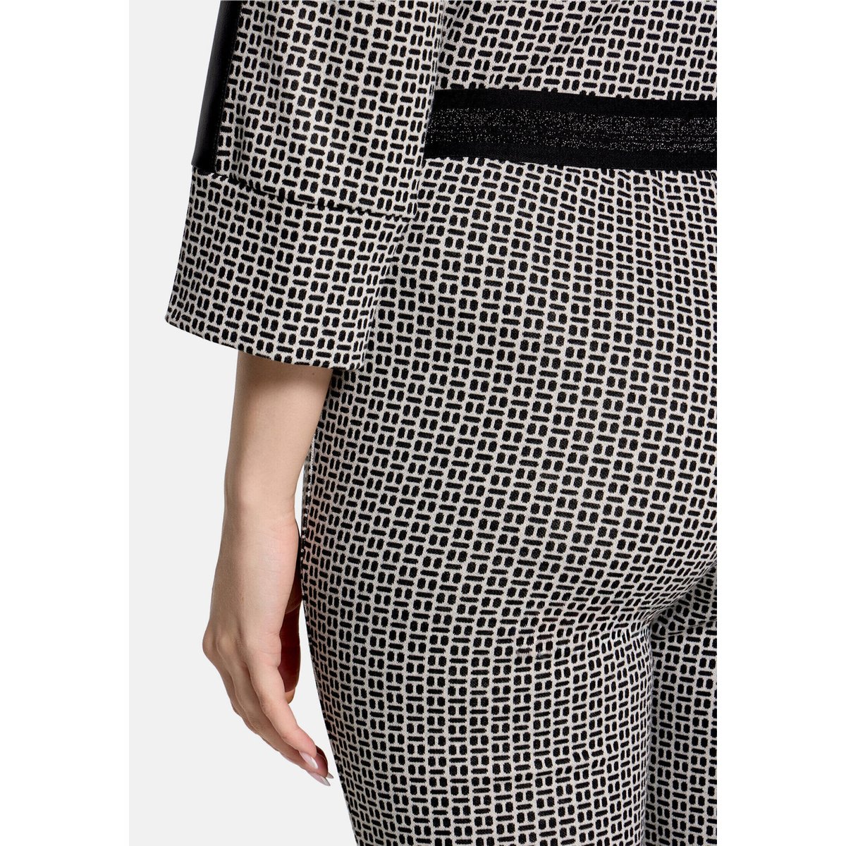 Pantalon à enfiler coupe slim fit blanc/noir, BETTY BARCLAY