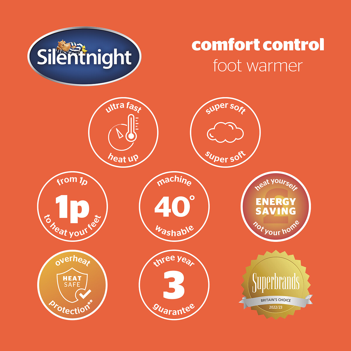 Comfort Control Cosy Foot Warmer grey, SILENTNIGHT