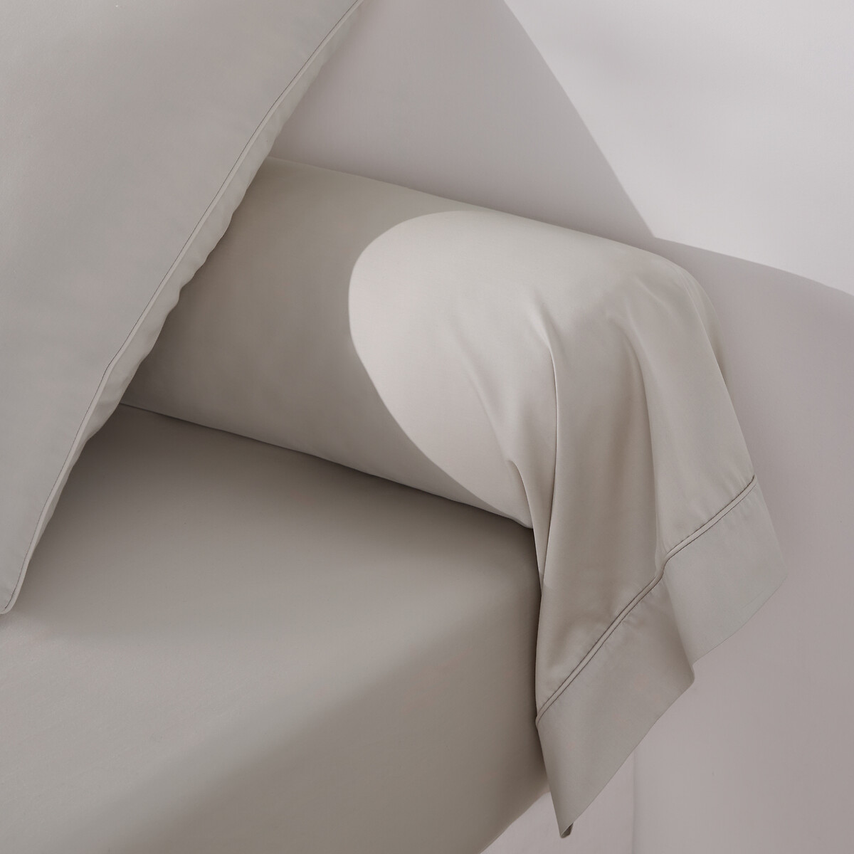 Funda de almohada de algodón satinado liso, 380 hilos, OPALE greige, LA REDOUTE INTERIEURS