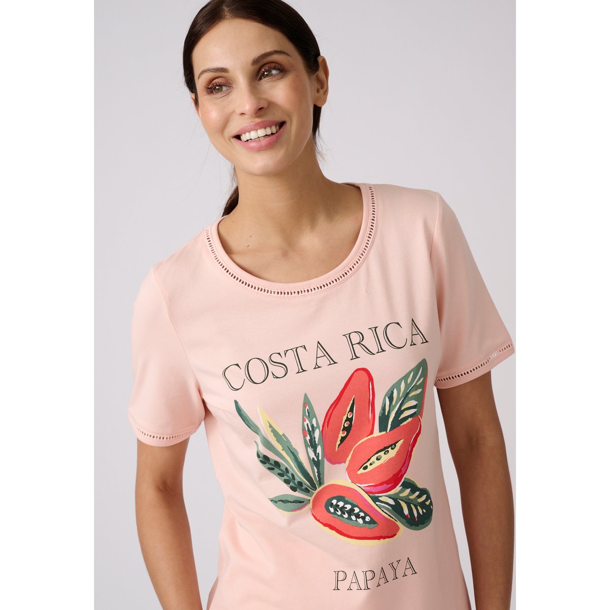 T-shirt motif placé rose poudré, DAMART