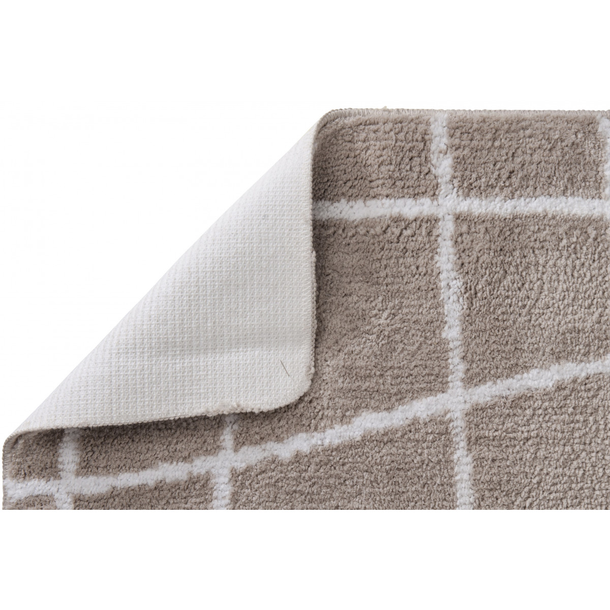 Tapis de bain antidérapant à carreaux ASYMETRIE taupe, GUY LEVASSEUR