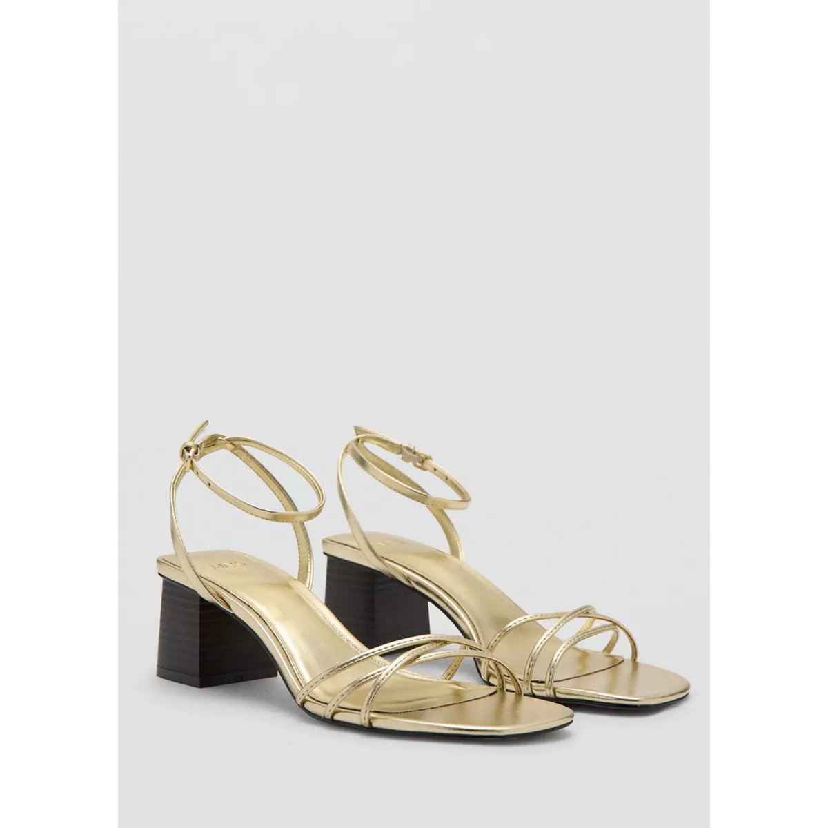 Sandales talon à brides or, MANGO