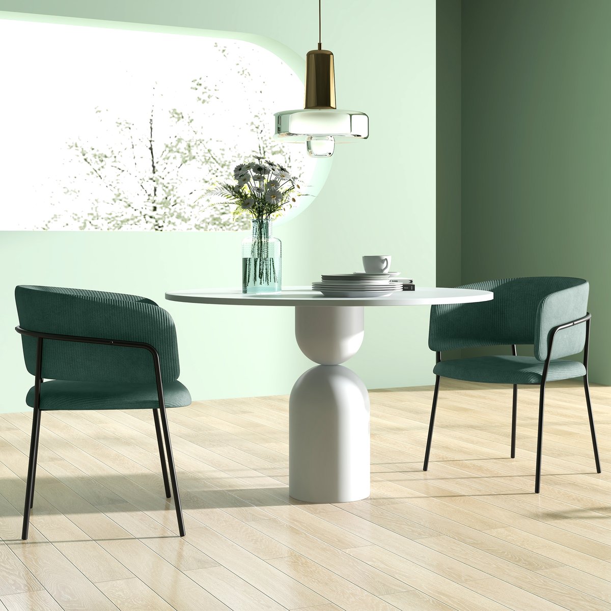 Chaise de salle à manger Polyester Vert vert, HOMCOM