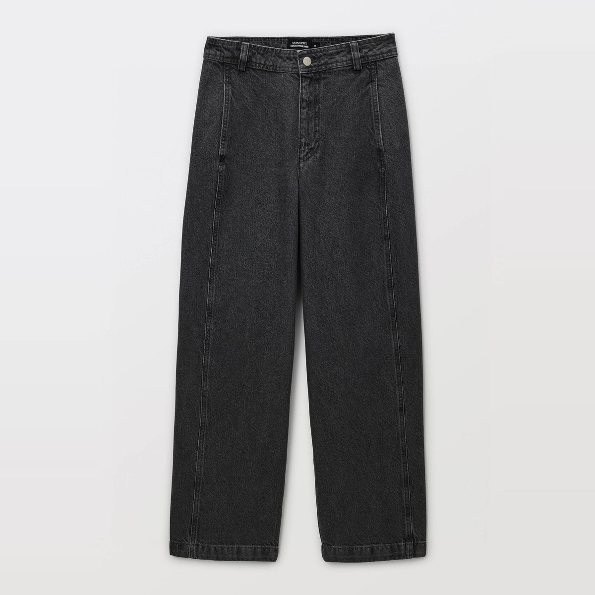 Jean barrel, poches côtés grey denim, MONOPRIX