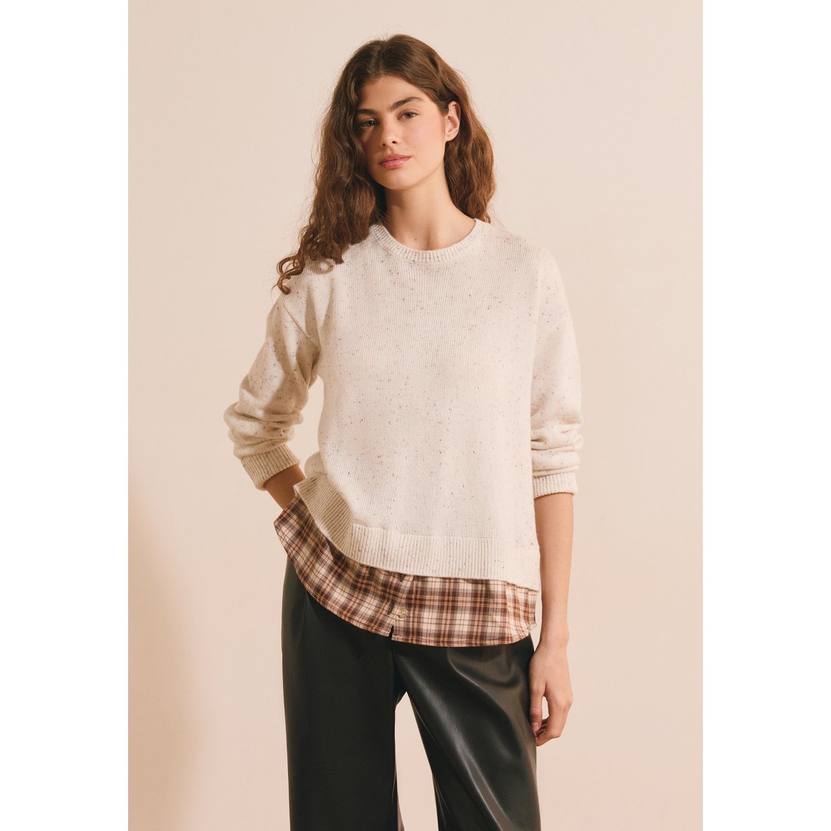Pull chemise avec laine SUSON lin, ETAM
