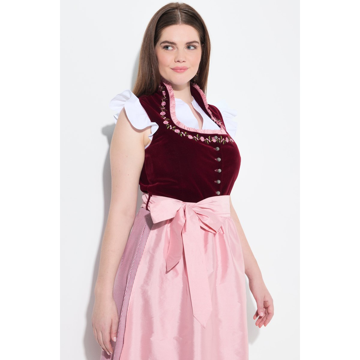 Dirndl en velours sans manches rouge vin, ULLA POPKEN
