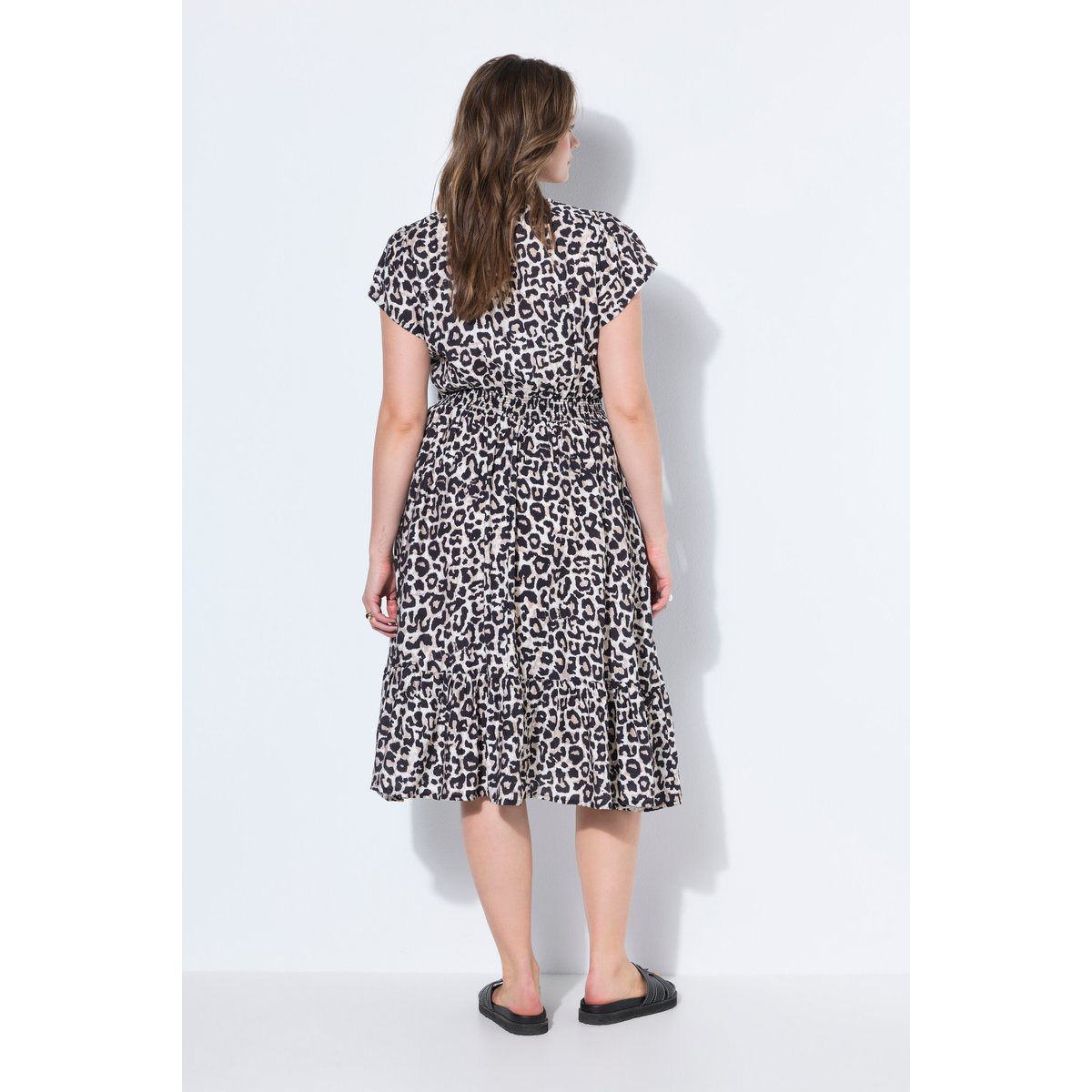 Robe midi, coupe A, imprimé léopard pop corn, STUDIO UNTOLD