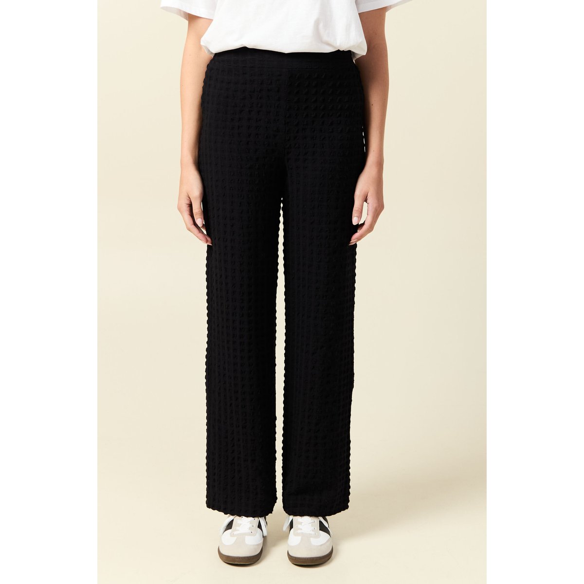 Pantalon loose taille haute fluide noir, BONOBO