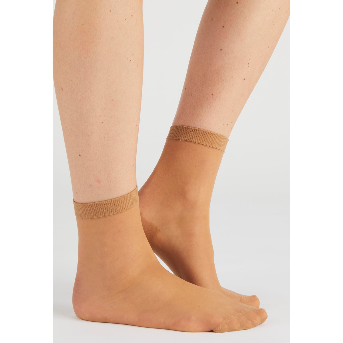 Paires de socquettes voile 15d - Lot de 4 marron lot biche, DAMART
