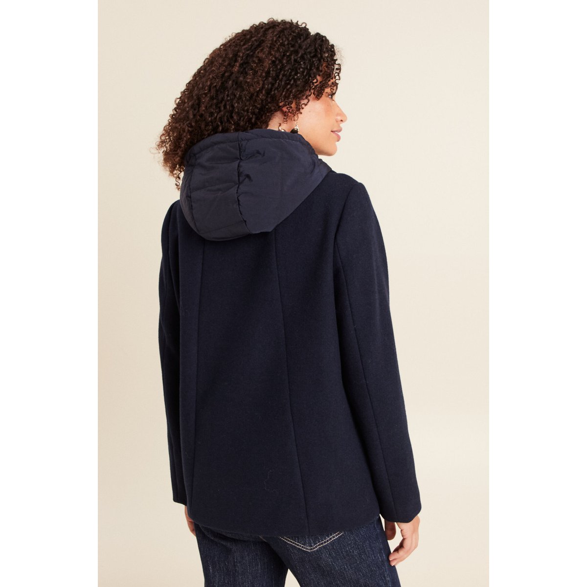 Caban doublé avec capuche bleu marine, BREAL