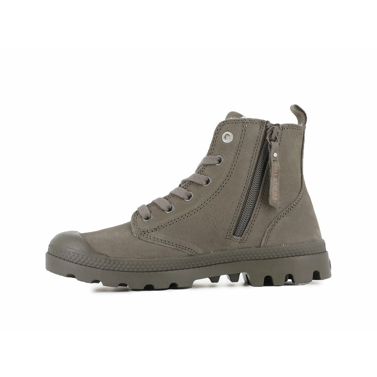 Bottines Pampa Hi Zip Wool fourrées en cuir gris, PALLADIUM