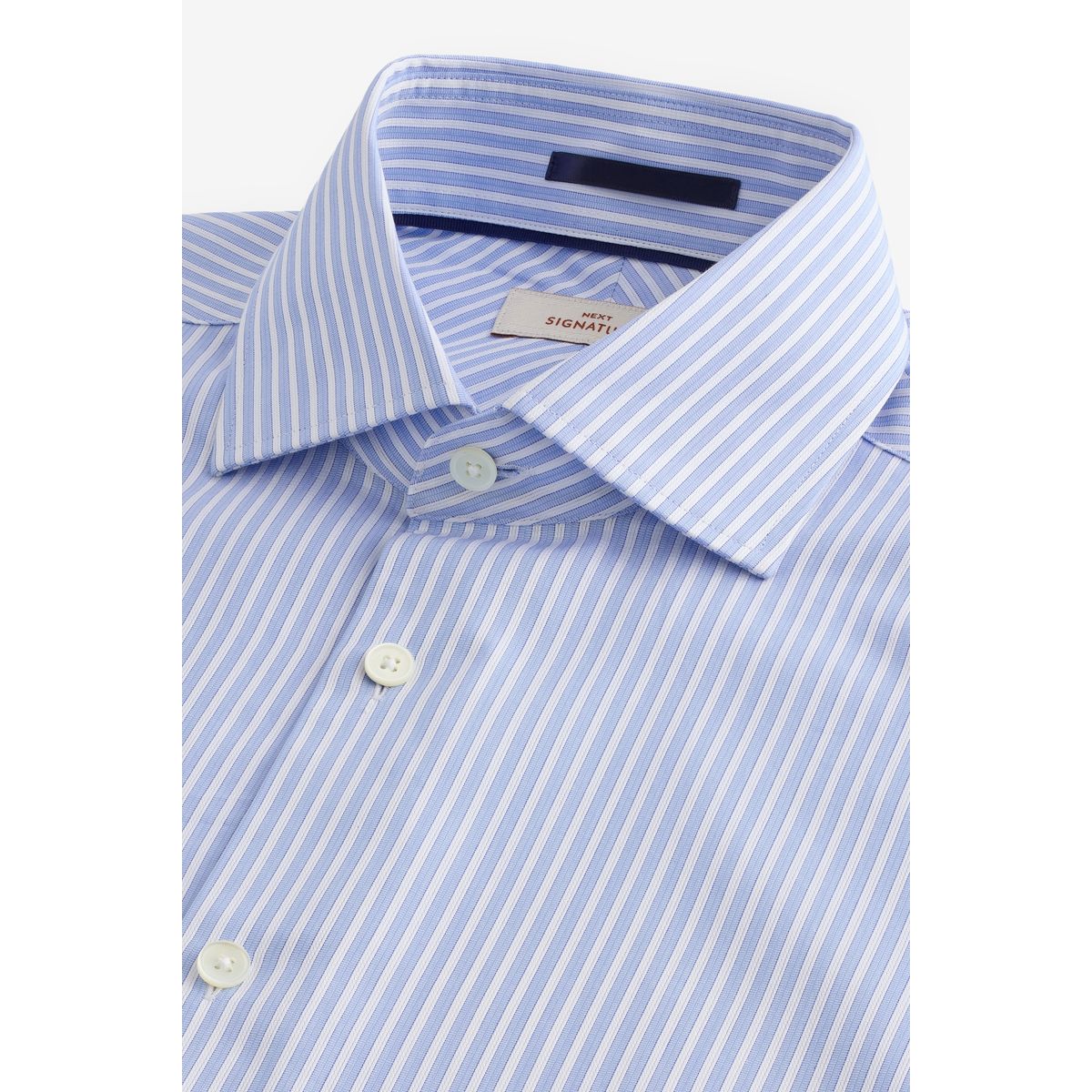 Chemise slim à poignet simple rayures bleues, NEXT