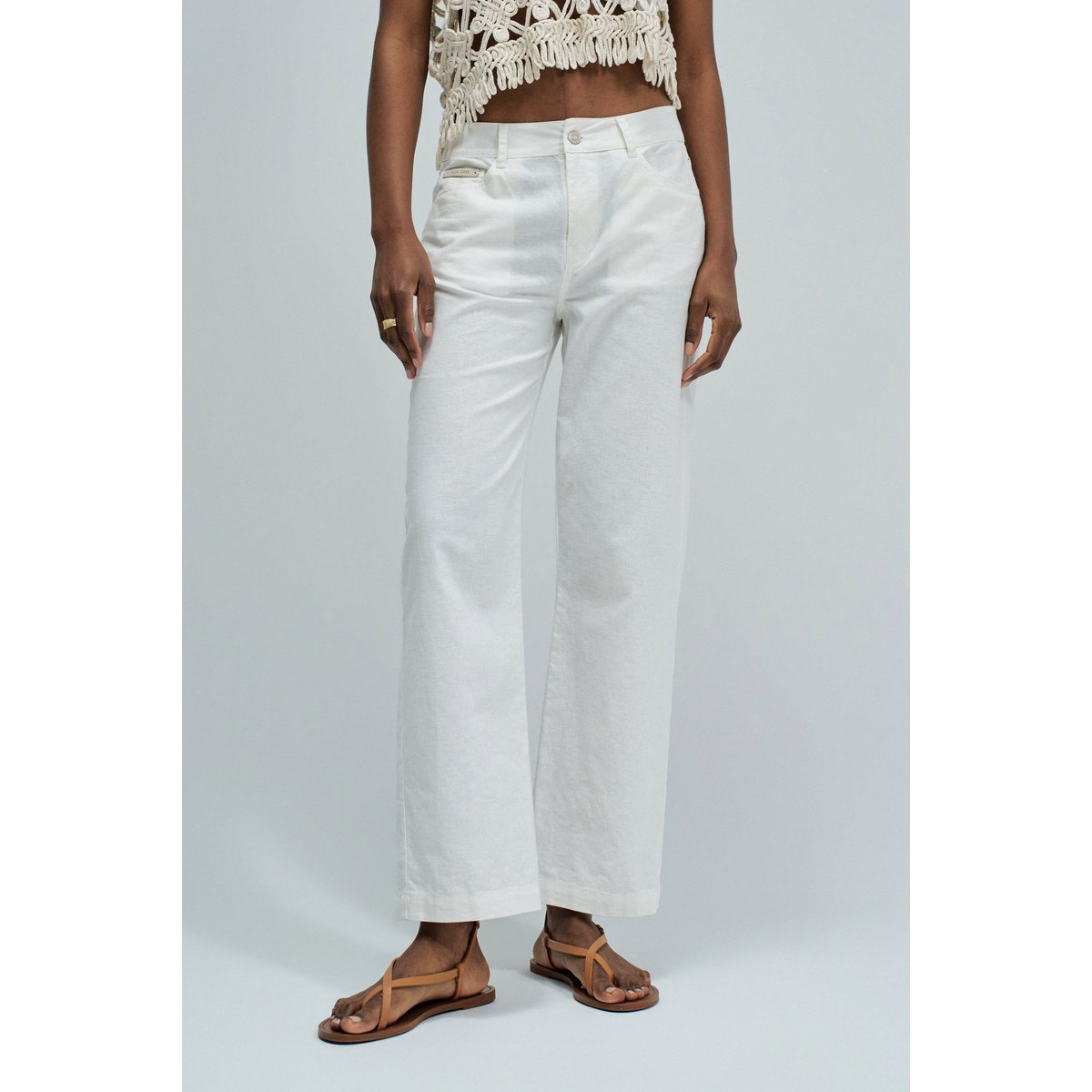 PANTALONS DROITS EN LIN blanc, SALSA JEANS