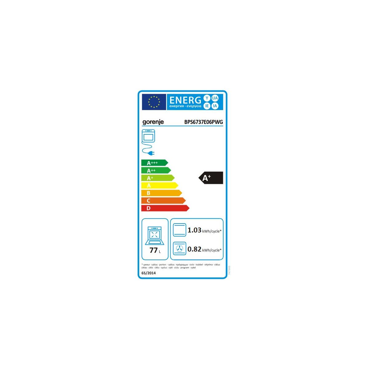 Four encastrable BPS6737E06PWG couleur unique, GORENJE