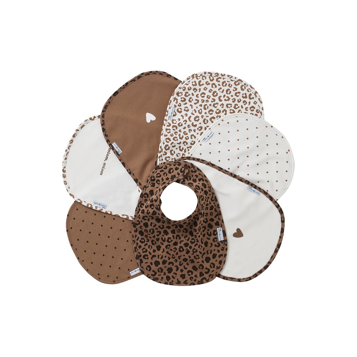 Semainier de bavoirs Léopard beige, ENVIE DE FRAISE