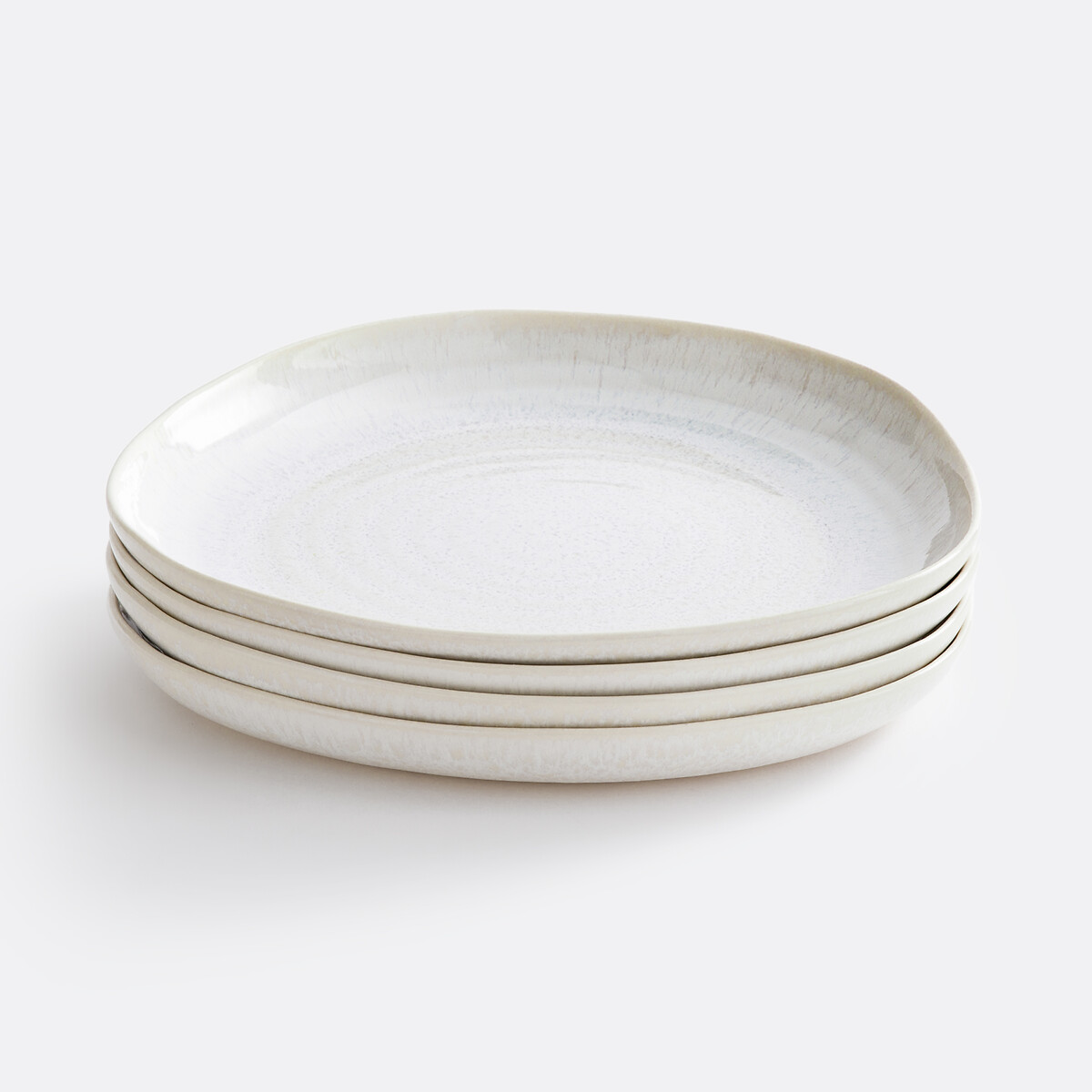 Lot de 4 assiettes plates en grès nacré, Ivoria beige nacre, LA REDOUTE INTERIEURS