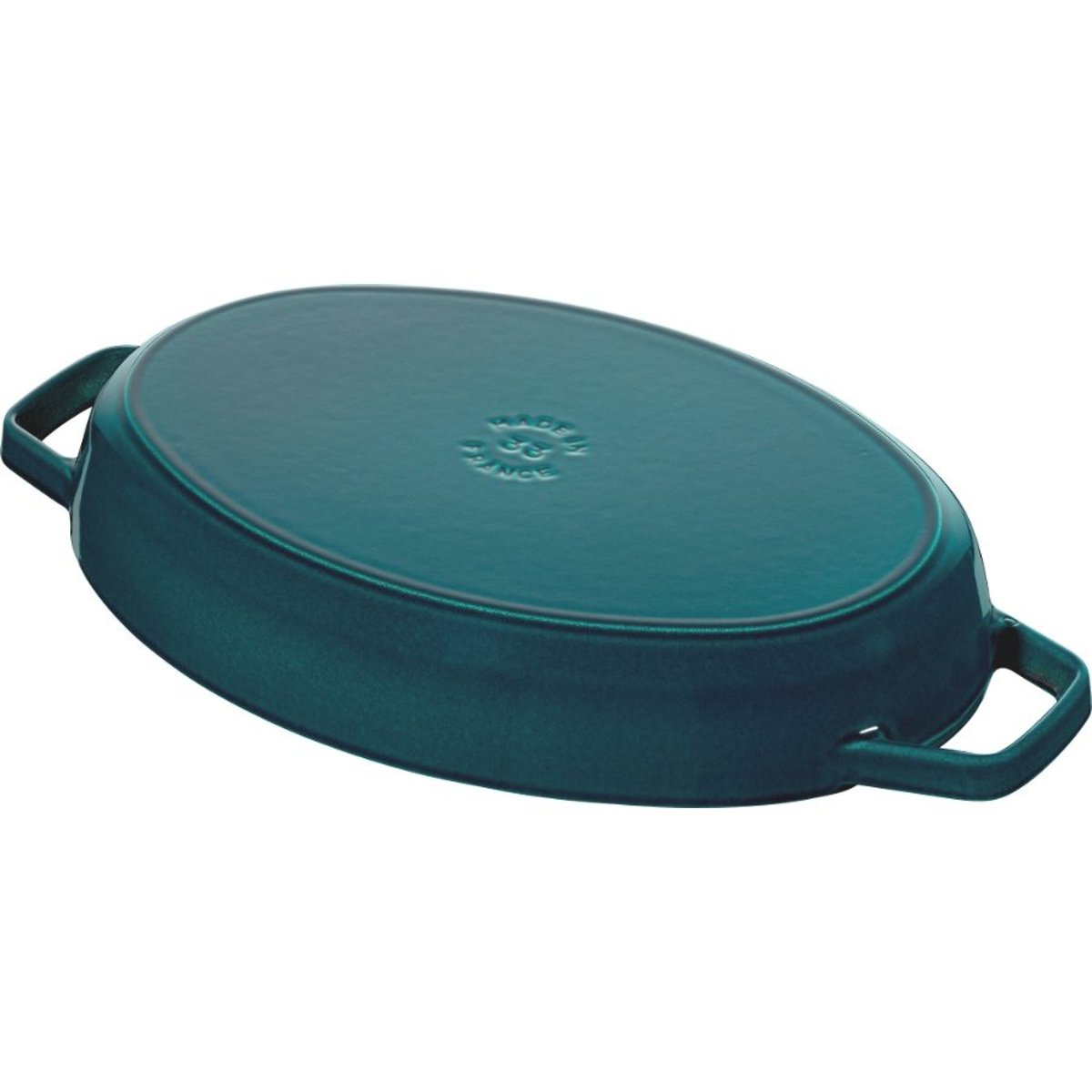 Assiette chaude avec couvercle poisson 33 cm, Ovale, La Mer, Fonte la mer, STAUB