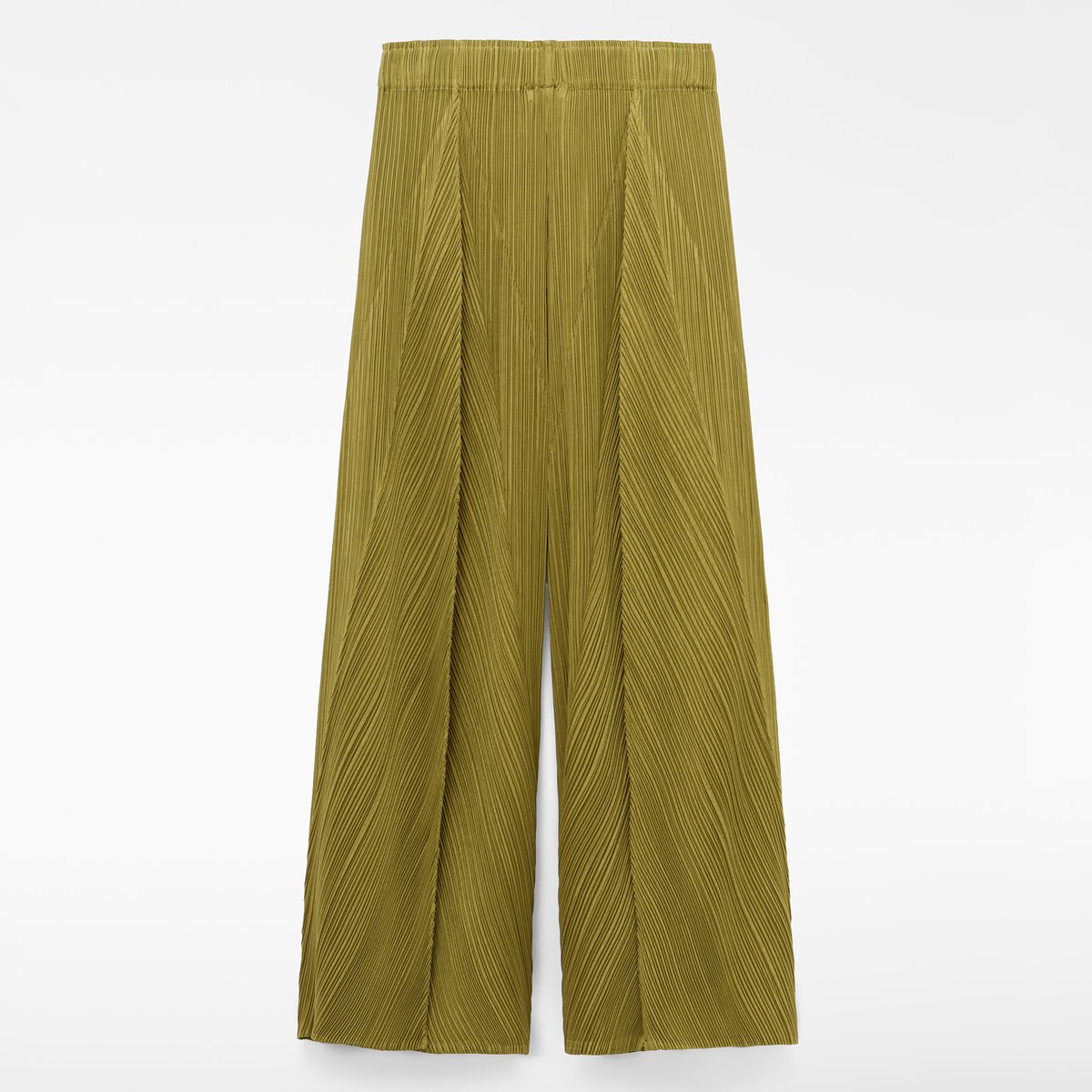 Pantalon à taille élastiquée et jambe large vert olive, ADOLFO DOMINGUEZ