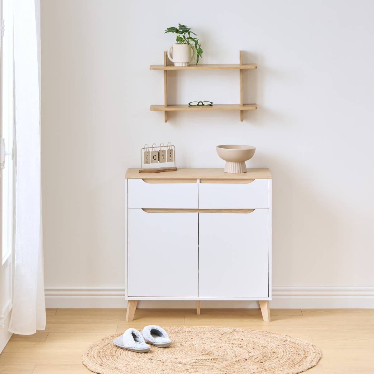 Meuble d'entrée rectangulaire LUMA blanc, 5FIVE SIMPLY SMART