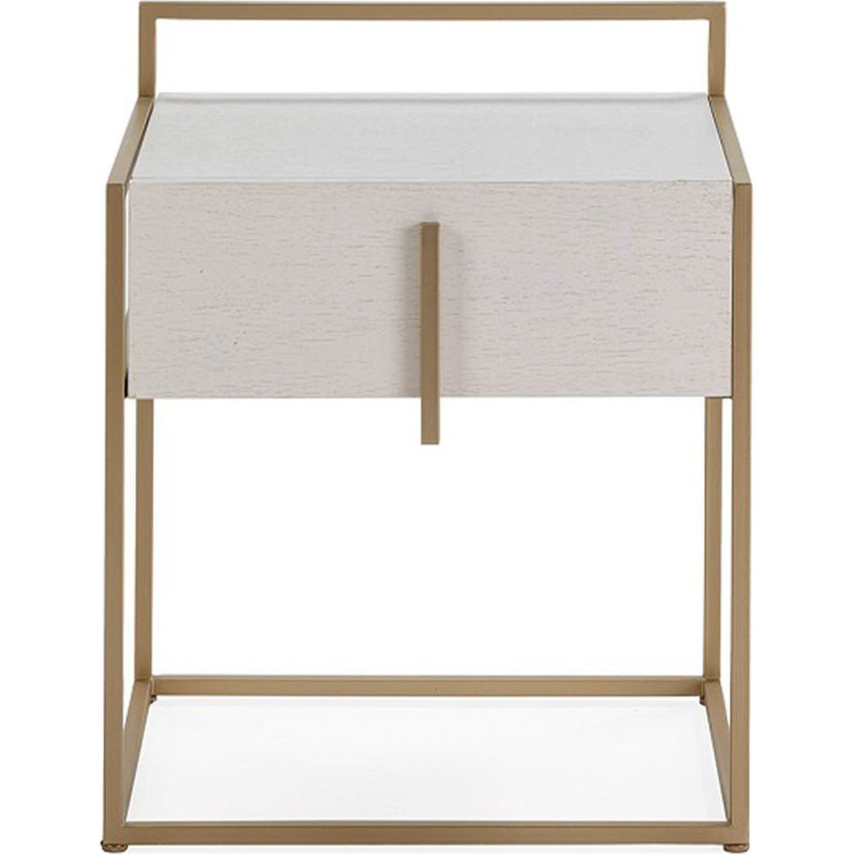 Table de chevet chic en bois de mindi blanc et doré, RECOLLECTION