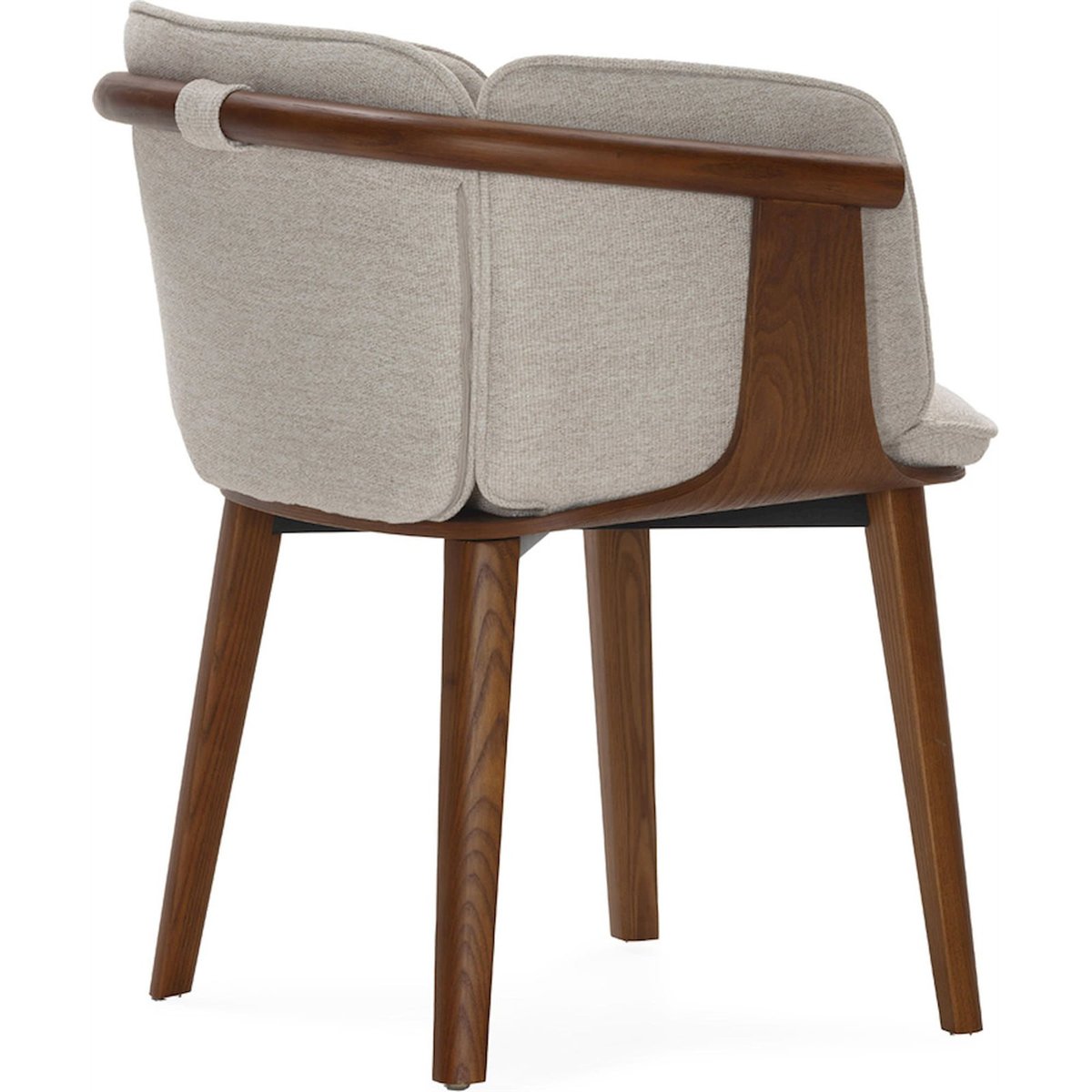 Chaise en bois et tissu avec accoudoirs noyer et gris, RECOLLECTION