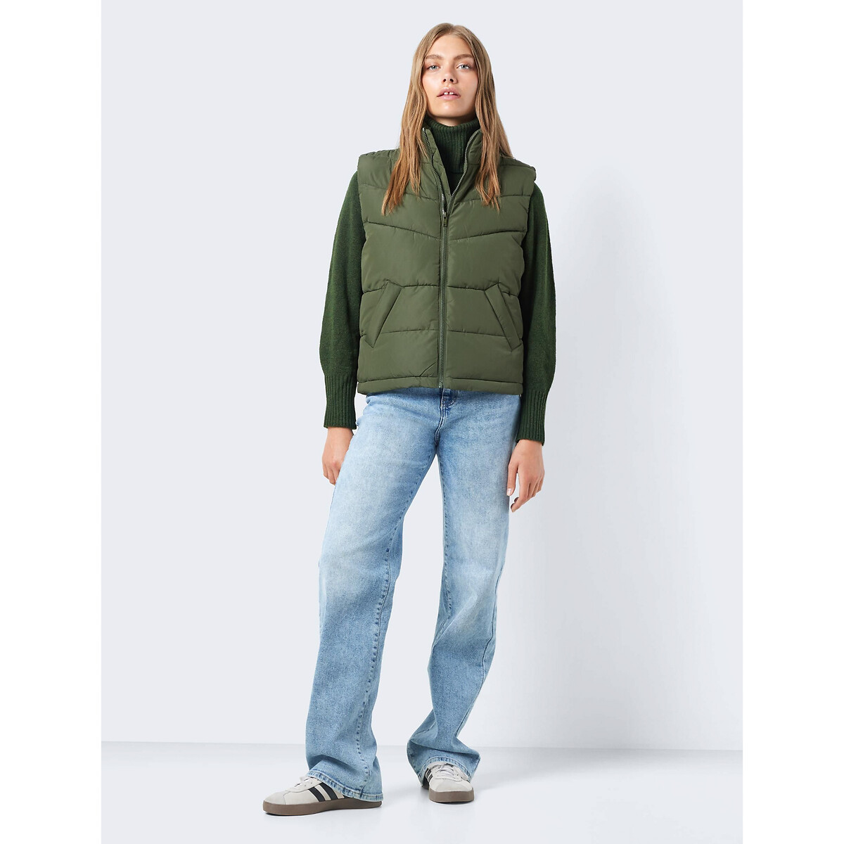 Doudoune courte sans manches vert kaki, NOISY MAY