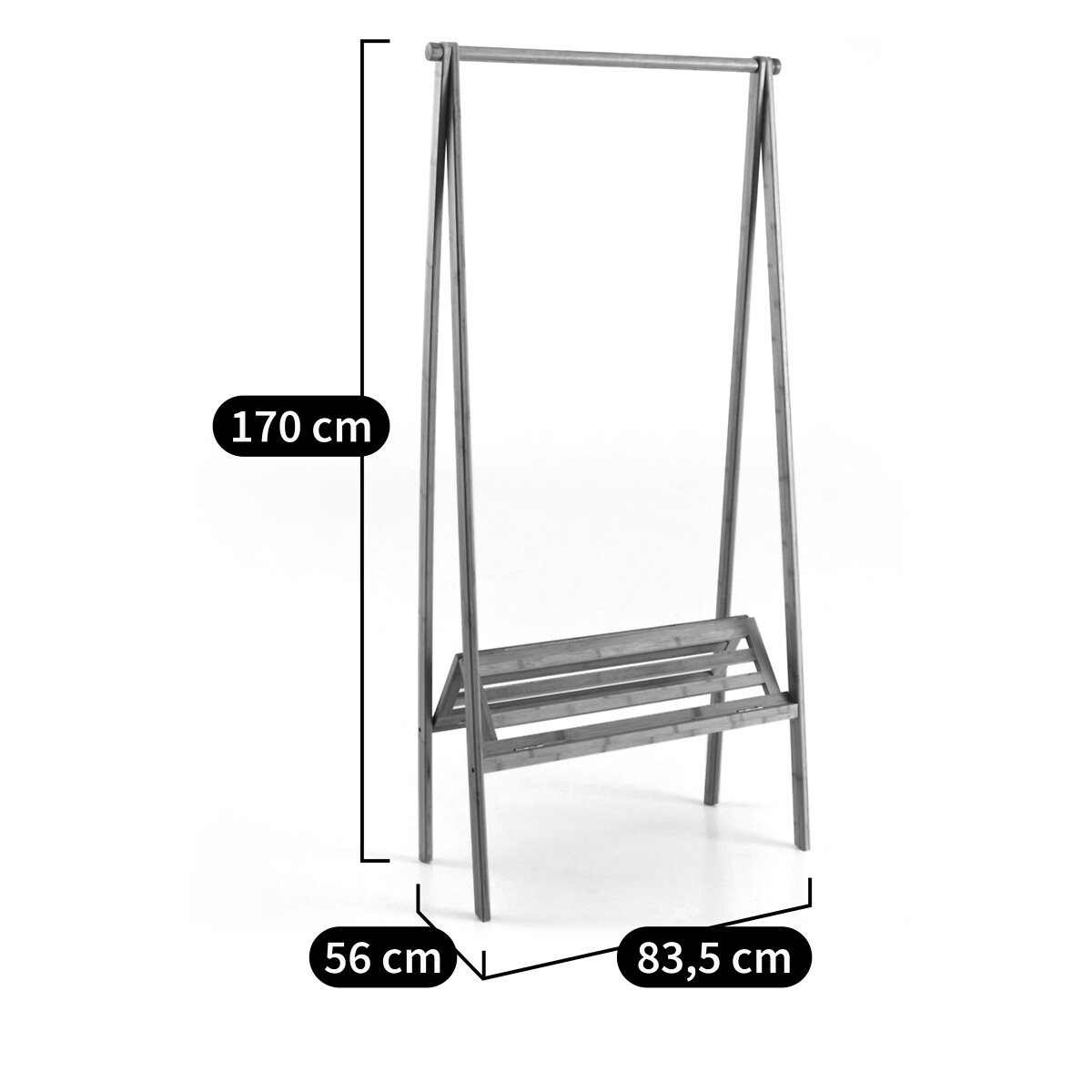 Portant pliable avec étagère, bambou bois clair naturel, SO'HOME