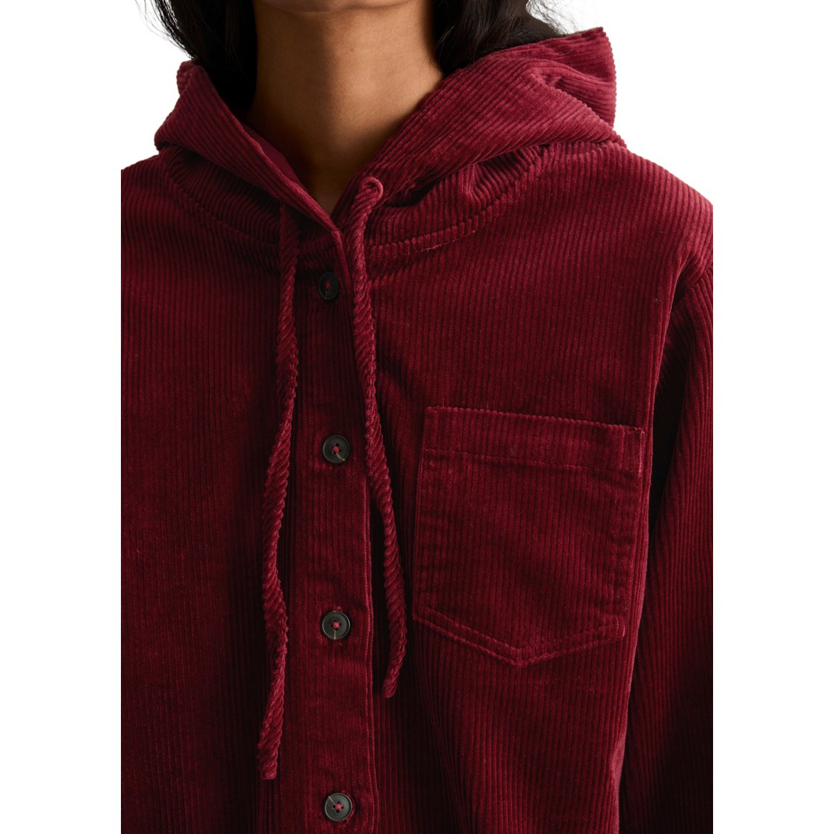Blouse en velours à capuche, coupe décontractée en coton stretch rouge, MARC O’POLO DENIM