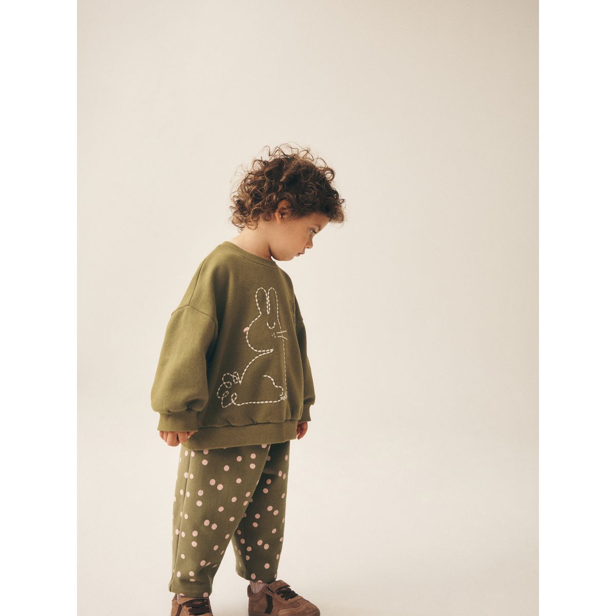 Ensemble sweat et pantalon bouffant lapin vert kaki, NEXT