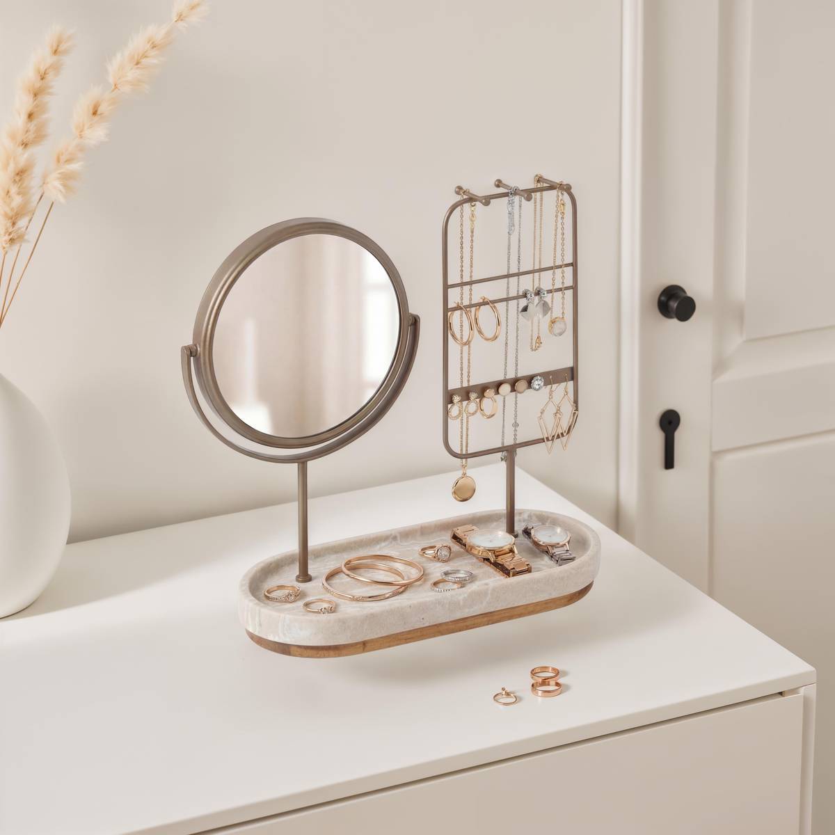 Miroir de beauté porte-bijoux ovale COME beige, 5FIVE SIMPLY SMART