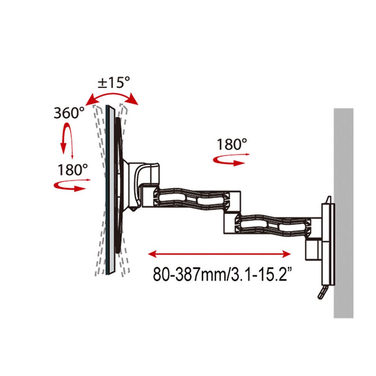 Suporte para TV Triple Tilt & Swivel, HAEGER preto , HAEGER