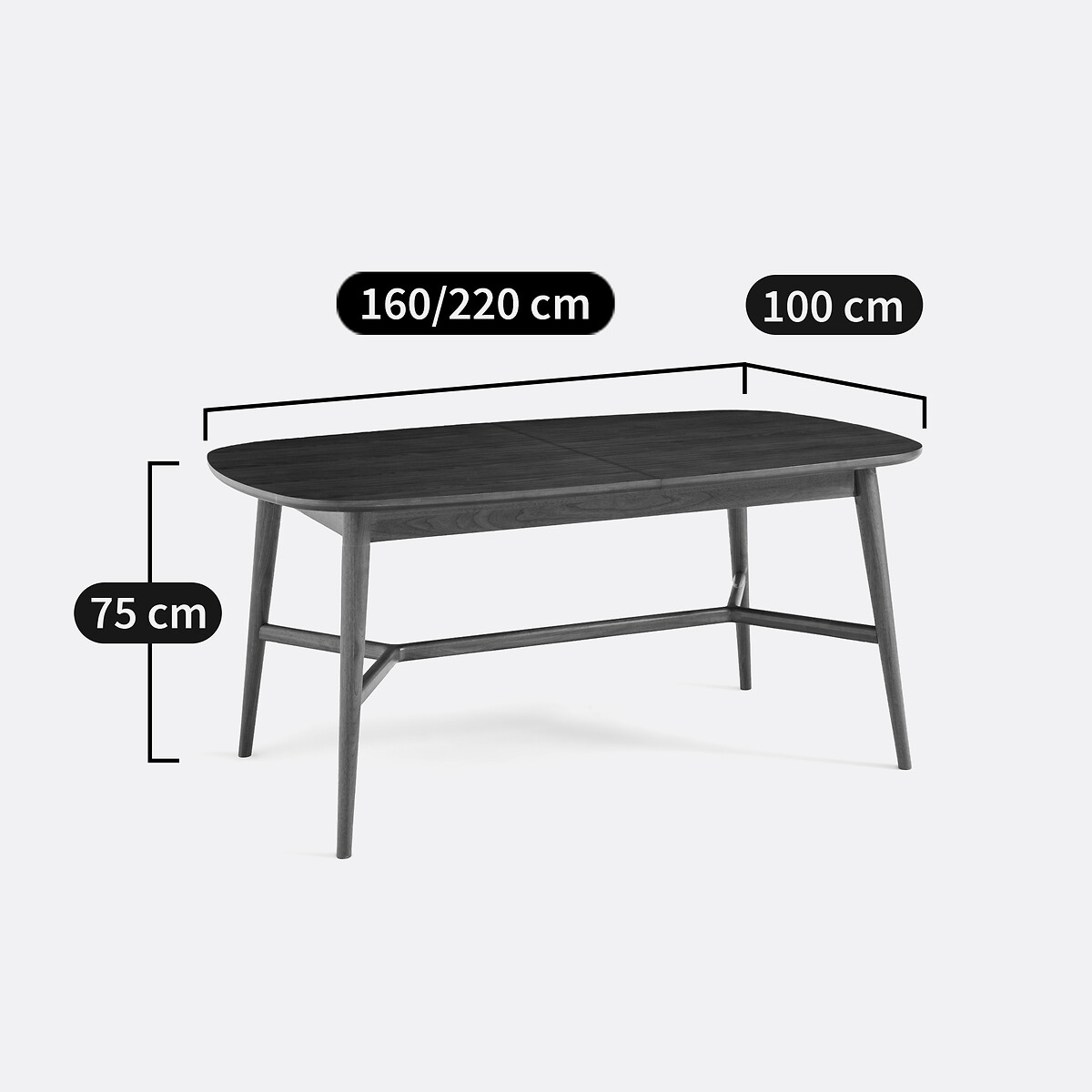 Esstisch YVAN, ausziehbar, Nussbaumholz und furniert, 6 bis 8 Gedecke nussbaumfarben, LA REDOUTE INTERIEURS