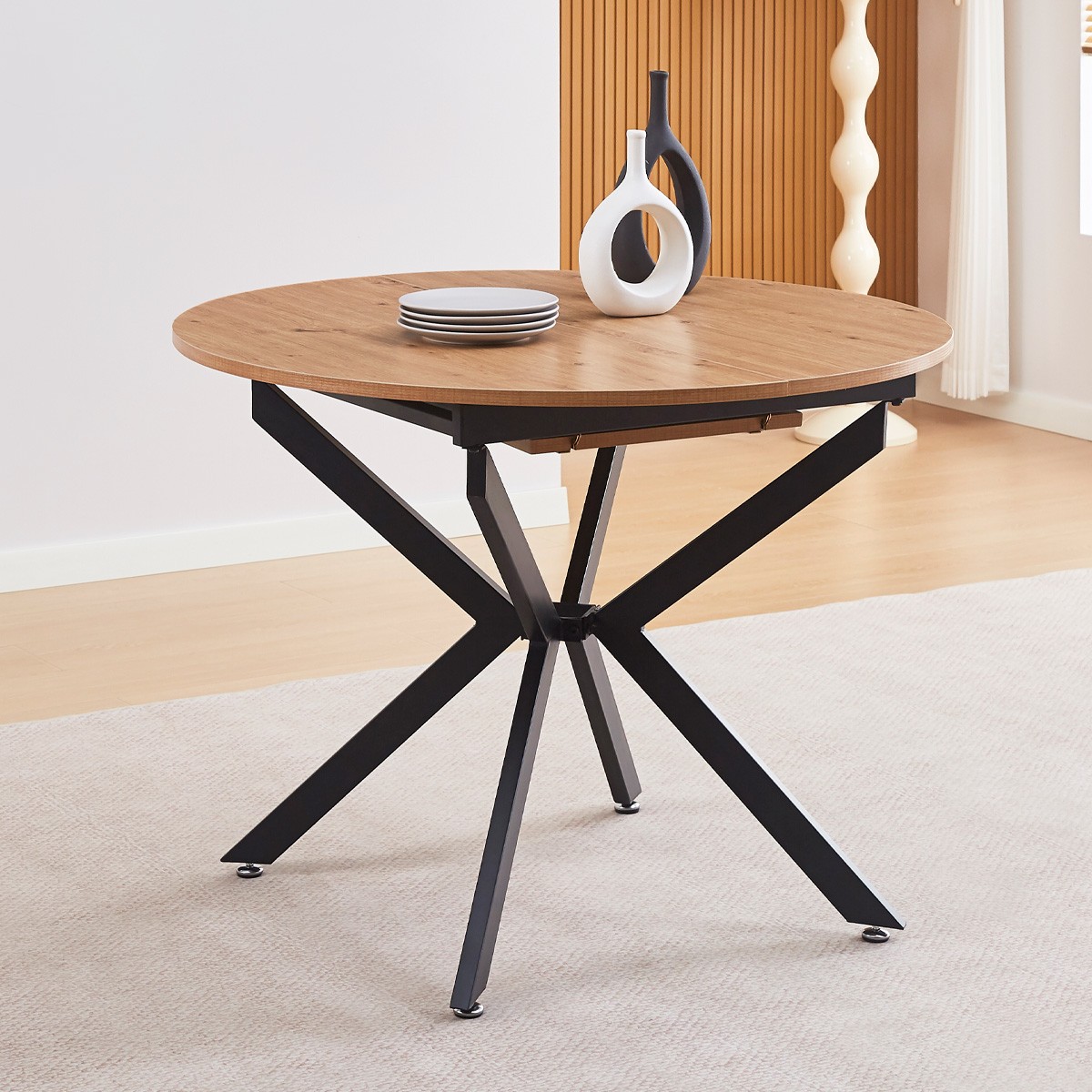 Table à manger extensible effet bois 4/6 personnes - MARIUS bois, HOMIFAB
